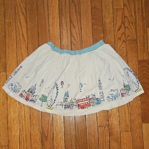 London Cityscape Skirt By Mini Boden Size 9/10 Ferris Wheel Red Buses